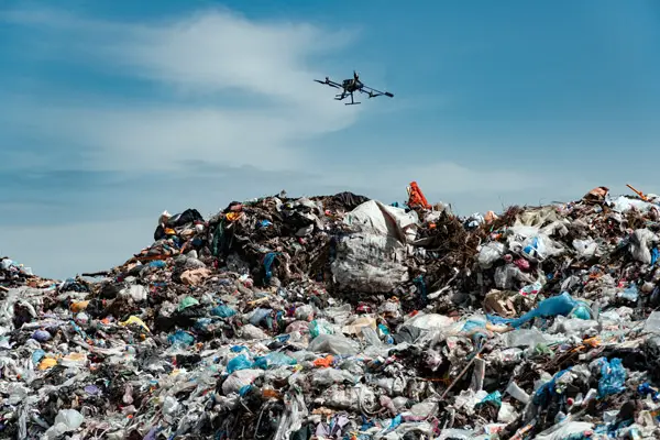 Imagen de Detección gases con sensor dron en vertedero basurero utilizada en los servicios profesionales de SG Solutions.