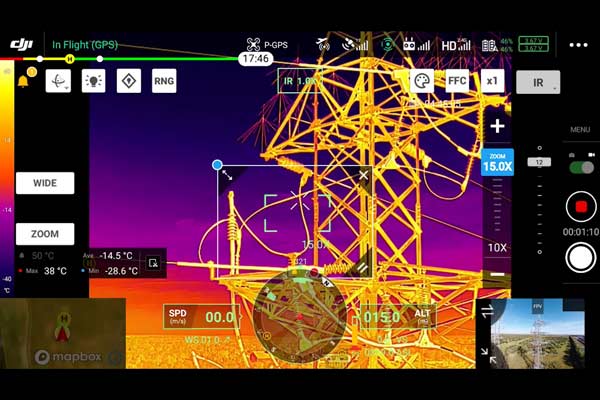 Detalle del vídeo con cámara térmica para formaciones como piloto de drones. Formación piloto de dron