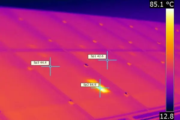 Imagen de Inspección fotovoltaica termografía módulos falla string utilizada en los servicios profesionales de SG Solutions.